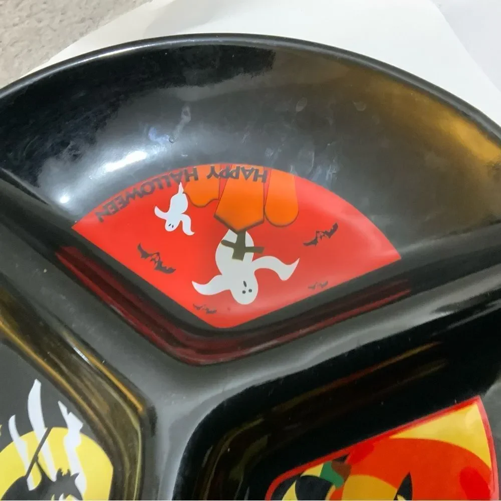 Vintage Target Black Ceramic Divided Halloween Serving Platter
